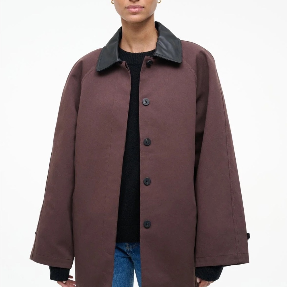 Womens Brown Coat with Black Collar